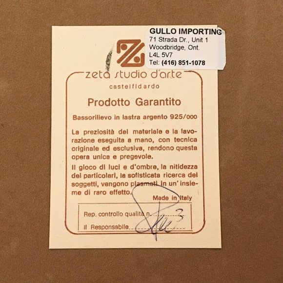 Renzo Romagnoli Sterling .925 High Relief Painting - Picture 6 of 6